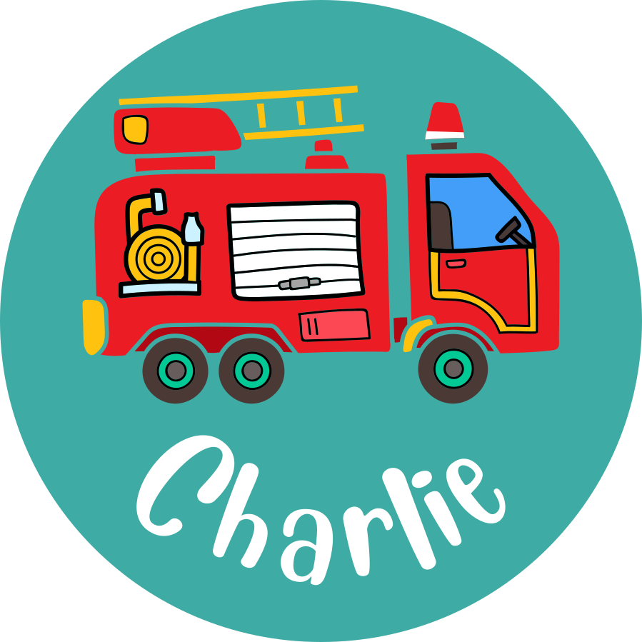 Tapete vinílico criança caminhão de bombeiros personalizado - TenStickers
