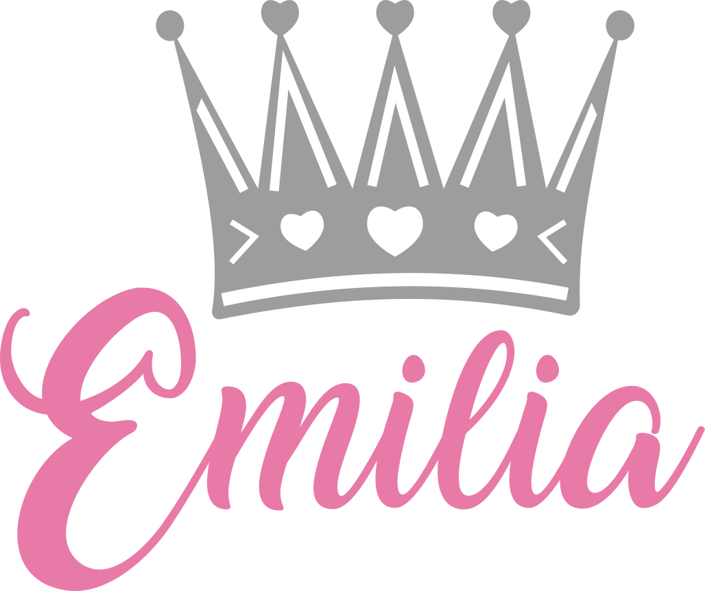 Tapete vinílico criança coroa prata com nome rosa - TenStickers