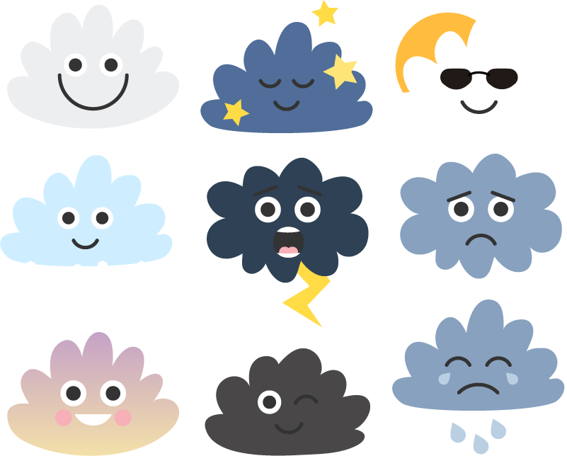Tapete vinílico criança nuvens com rostos - TenStickers