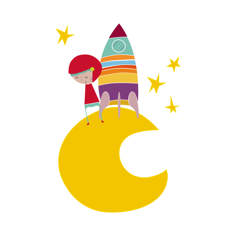Tapete vinílico criança foguete na lua - TenStickers