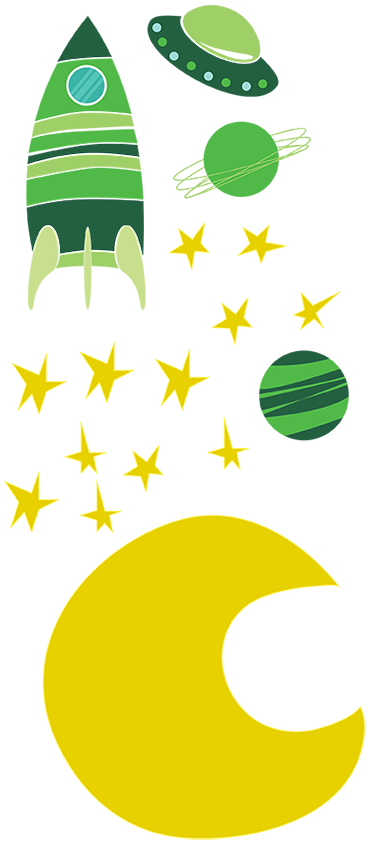 Tapete vinílico criança adesivo espacial verde - TenStickers