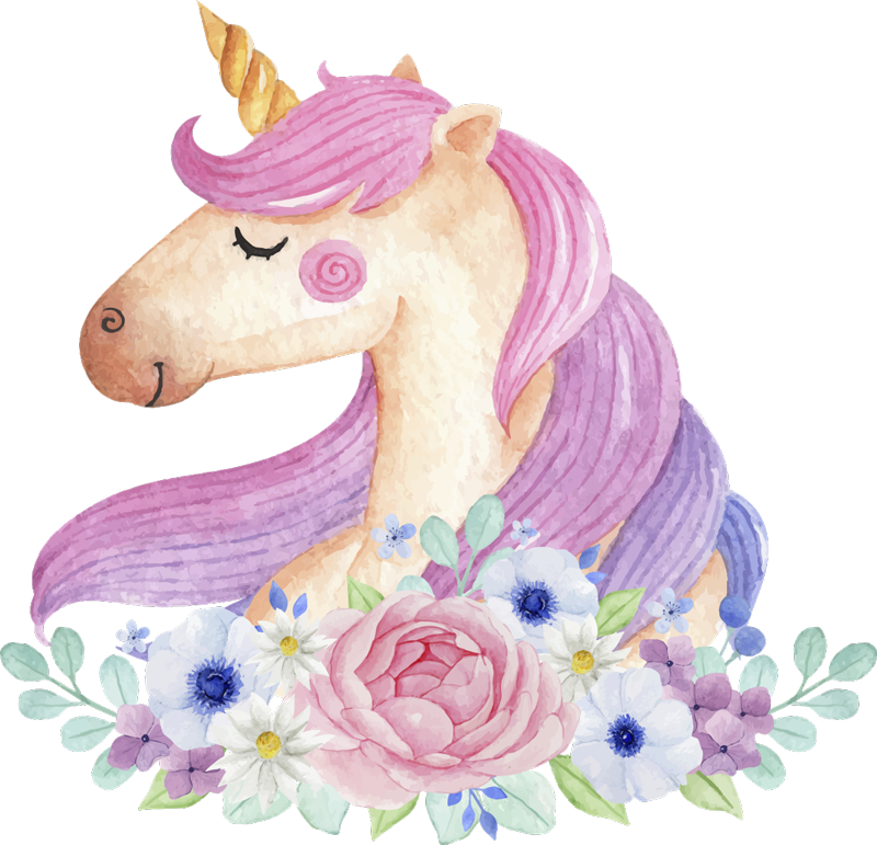 Tapete vinílico criança unicórnio aquarelado - TenStickers