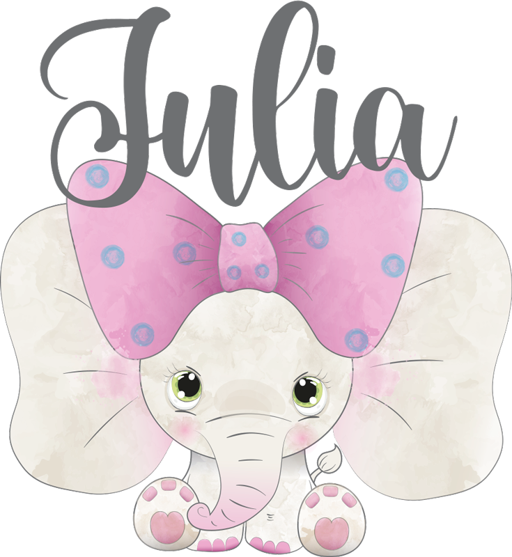 Tapete vinílico criança elefante com bebê e nome - TenStickers