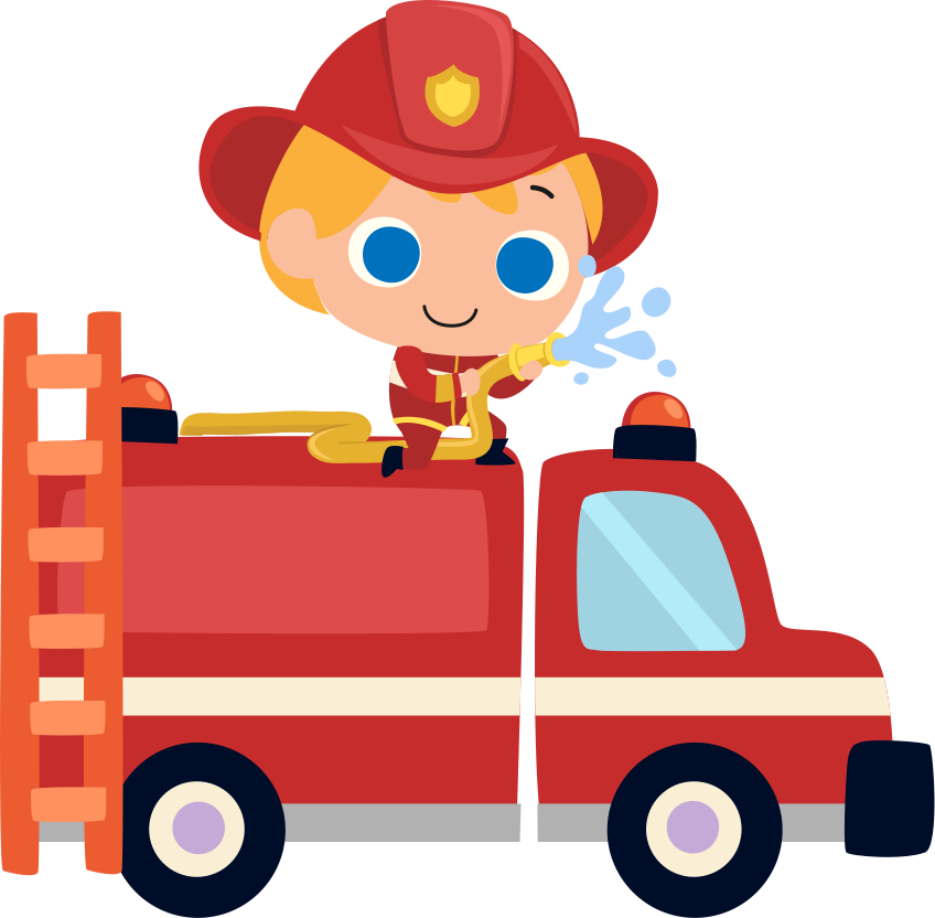 Tapete vinílico criança carro bombeiro vermelho - TenStickers