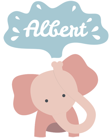 Tapete vinílico criança elefante bebê com nome - TenStickers