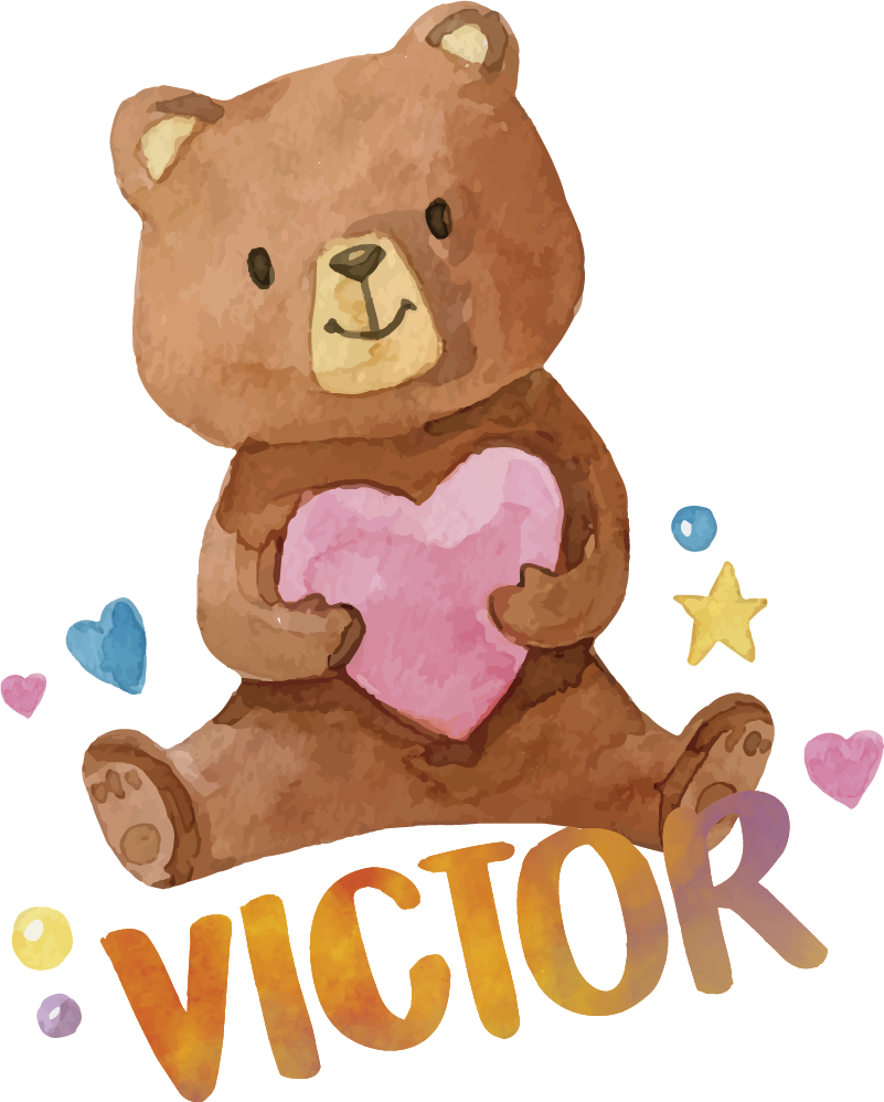 Tapete vinílico criança urso de pelúcia com coração - TenStickers