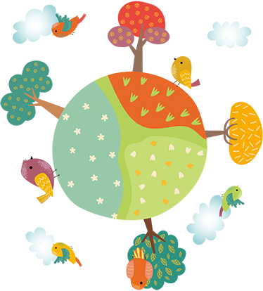 Tapete vinílico criança primavera circular com animais - TenStickers