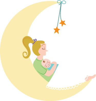 Tapete vinílico criança mãe e bebê na lua - TenStickers