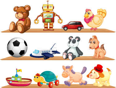 Tapete vinílico criança estantes com brinquedos - TenStickers