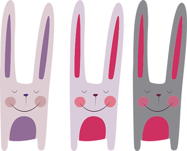Tapete vinílico criança três coelhos felizes - TenStickers