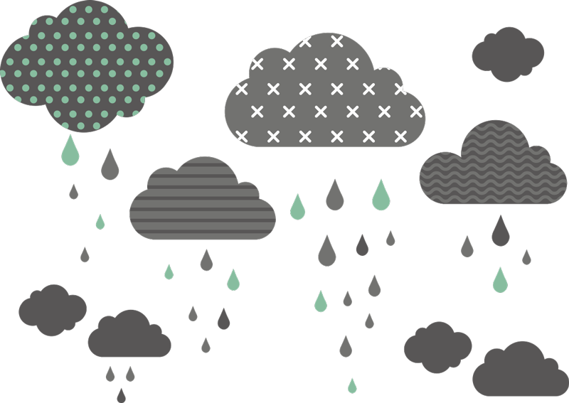 Tapete vinílico criança nuvens cinzas de chuva - TenStickers