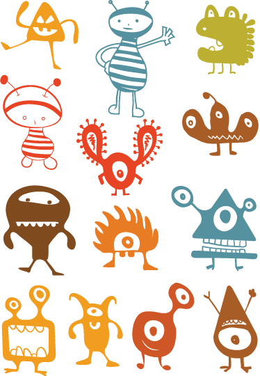 Tapete vinílico criança alienígenas coloridos - TenStickers