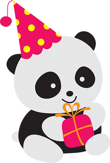 Tapete vinílico criança panda bebê com presente - TenStickers