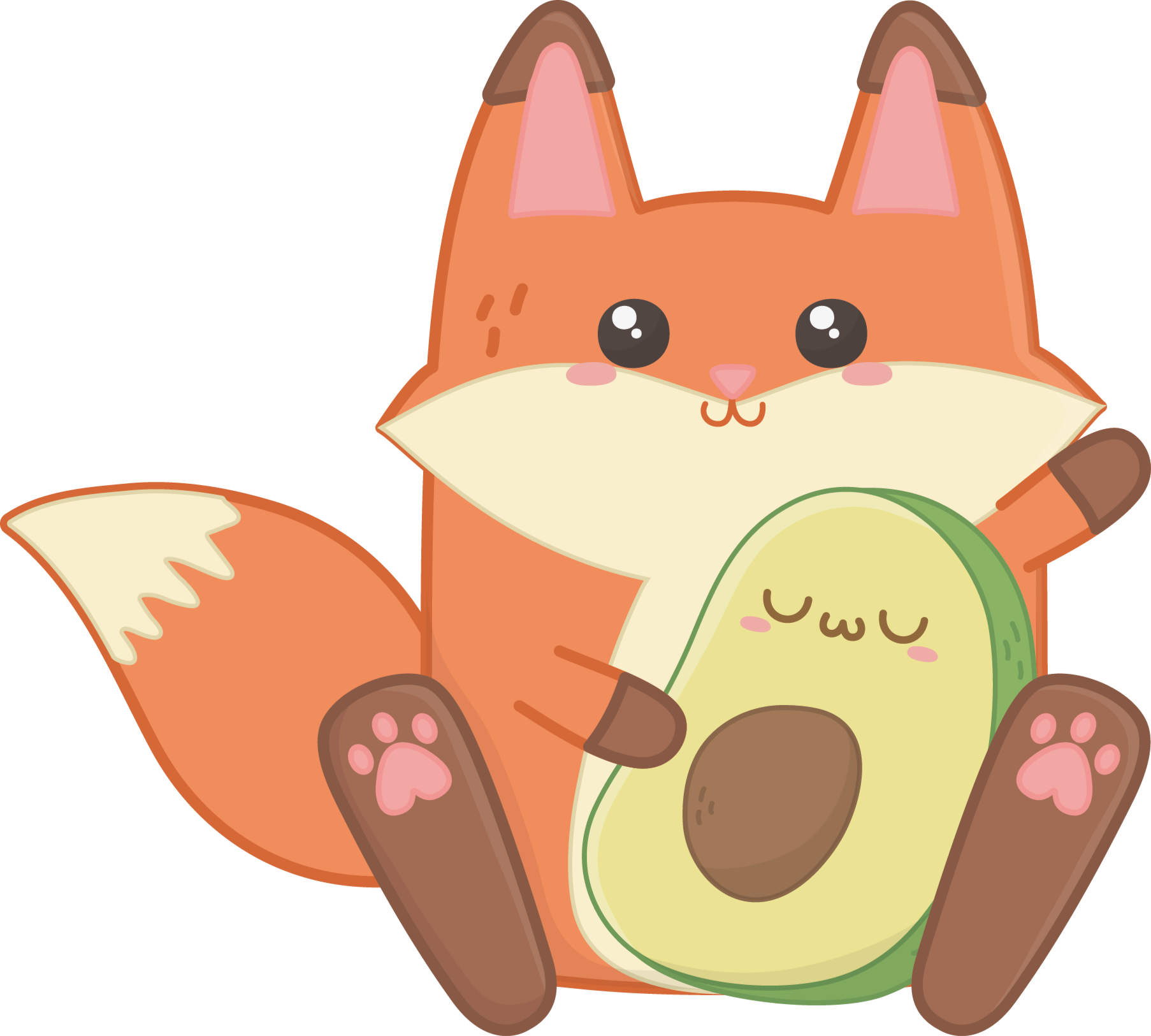 Tapete vinílico criança raposa kawaii com abacate - TenStickers