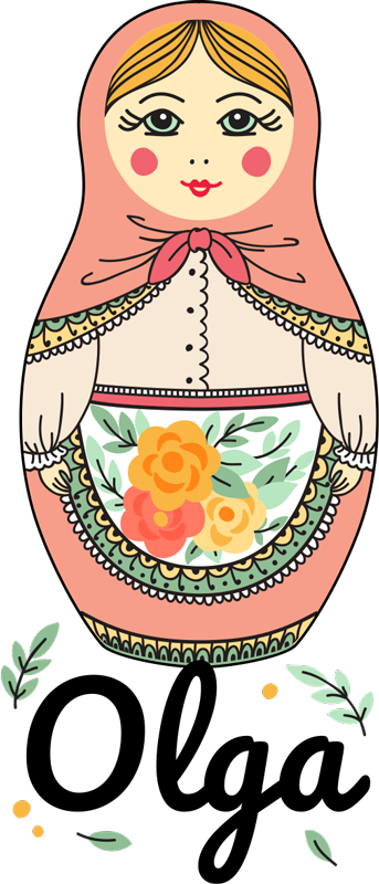 Tapete vinílico criança matrioska com nome - TenStickers