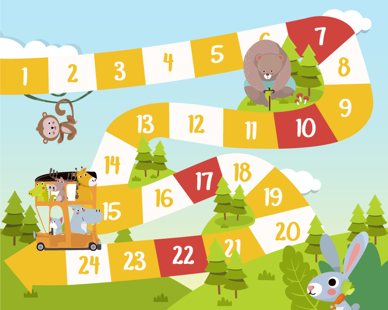 Tapete vinílico de jogos fauna em cartoon - TenStickers