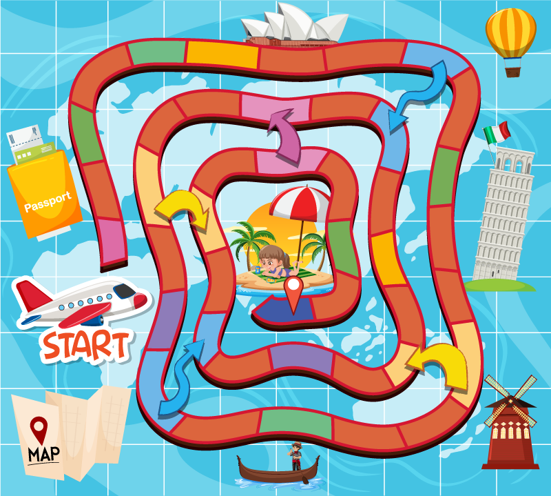 Tapete vinílico de jogos viagem de tabuleiro - TenStickers