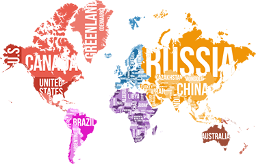 Tapete vinílico de mapa mundial com nomes e fronteiras - TenStickers