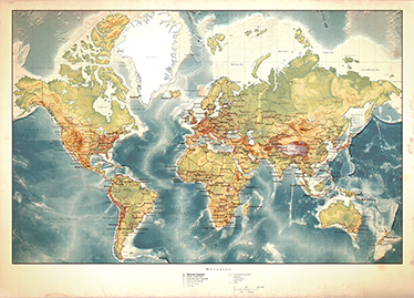 Tapete vinílico de mapa mundial envelhecido - TenStickers