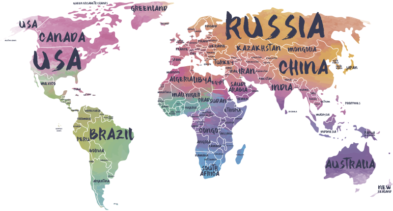 Tapete vinílico de mapa mundial adesivo de parede - TenStickers