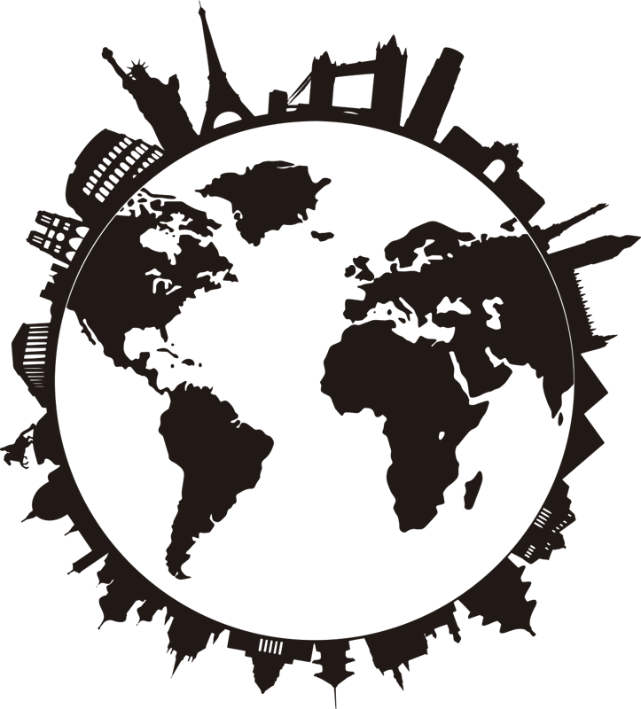 Tapete vinílico de mapa mundial com monumentos - TenStickers