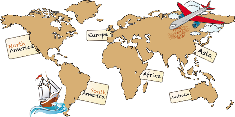 Tapete vinílico de mapa mundial continentes em inglês - TenStickers
