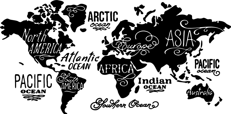 Tapete vinílico de mapa mundial com detalhes - TenStickers
