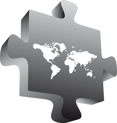 Tapete vinílico de mapa mundial peça de quebra-cabeça preta - TenStickers