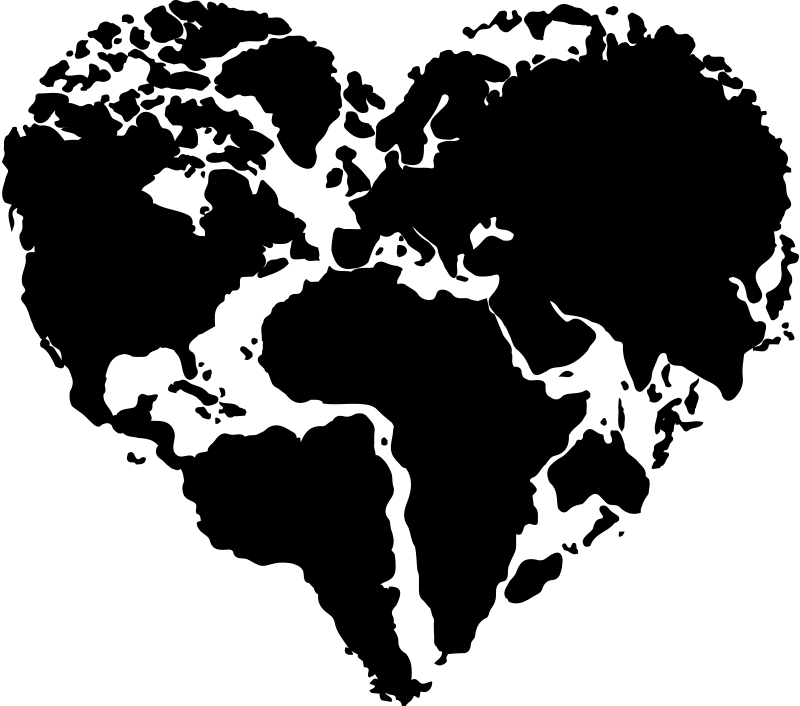 Tapete vinílico de mapa mundial adesivo em forma de coração - TenStickers