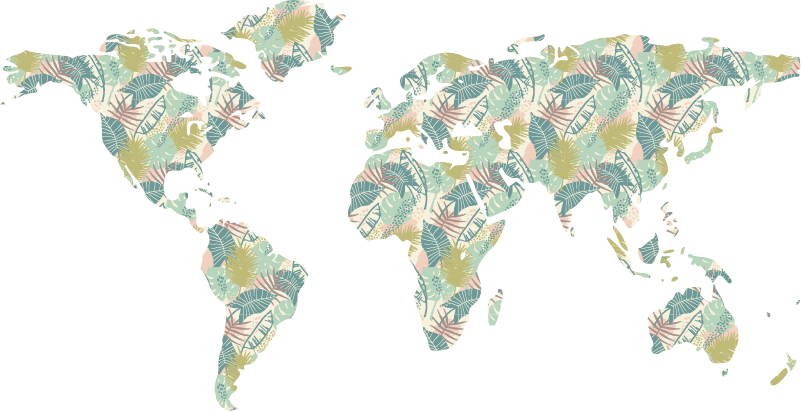 Tapete vinílico de mapa mundial tropical - TenStickers