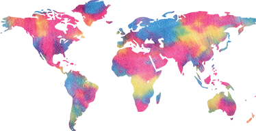 Tapete vinílico de mapa mundial com design tie dye - TenStickers