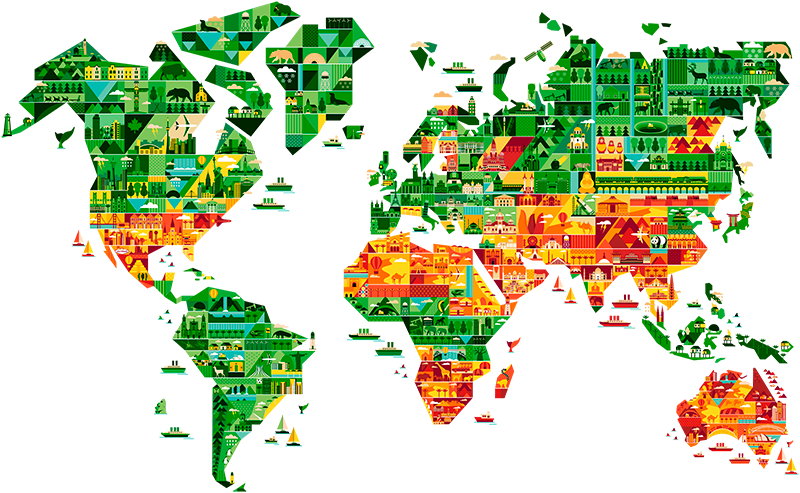 Tapete vinílico de mapa mundial designs monumentais - TenStickers