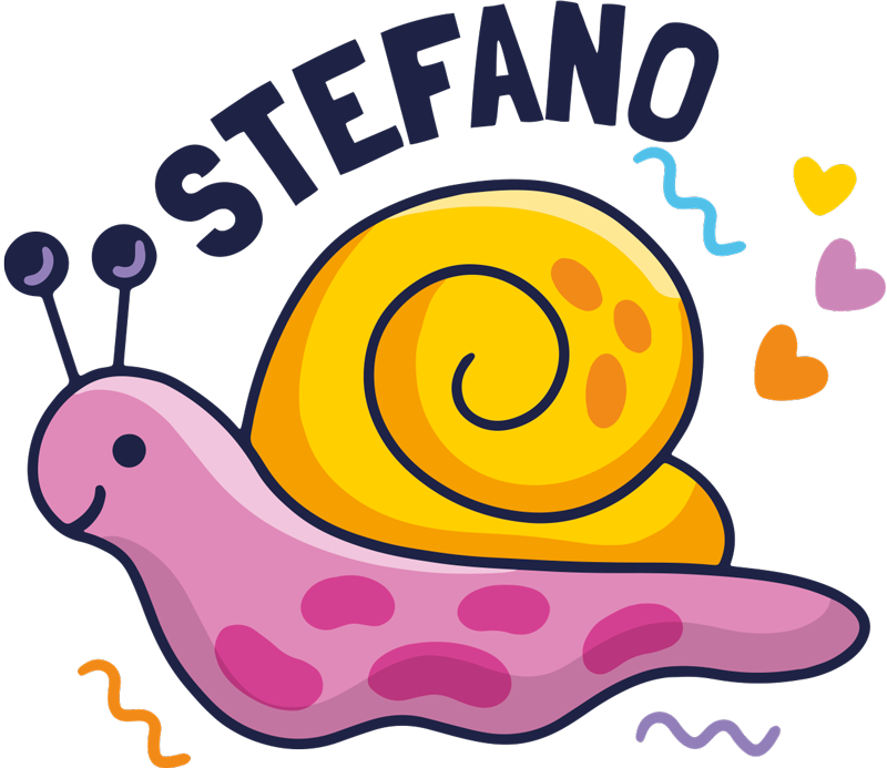Tapete vinílico criança caracol colorido com nome - TenStickers