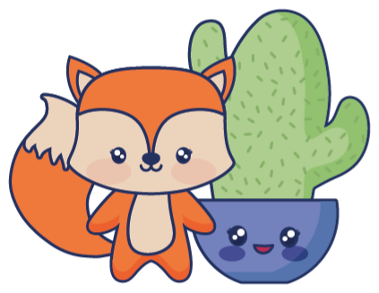 Tapete vinílico criança anime cacto e raposa - TenStickers