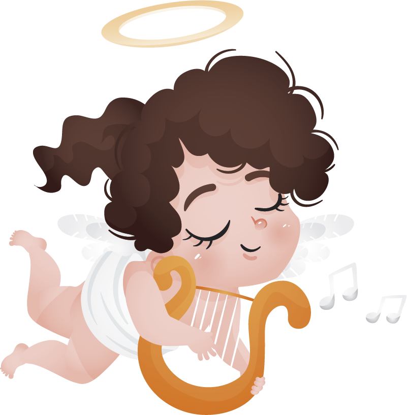 Tapete vinílico criança tocando harpa - TenStickers