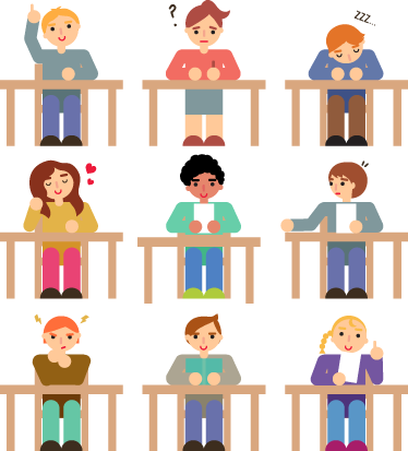 Tapete vinílico criança adesivo coleção alunos na mesa - TenStickers