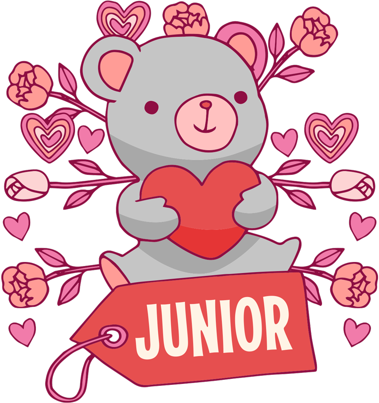 Tapete vinílico criança urso coração e nome - TenStickers