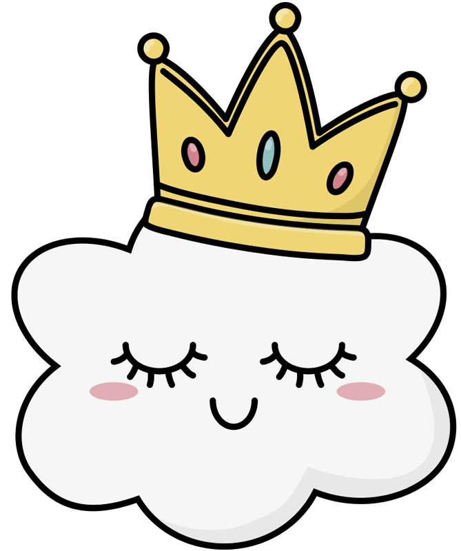 Tapete vinílico criança nuvens coroadas - TenStickers