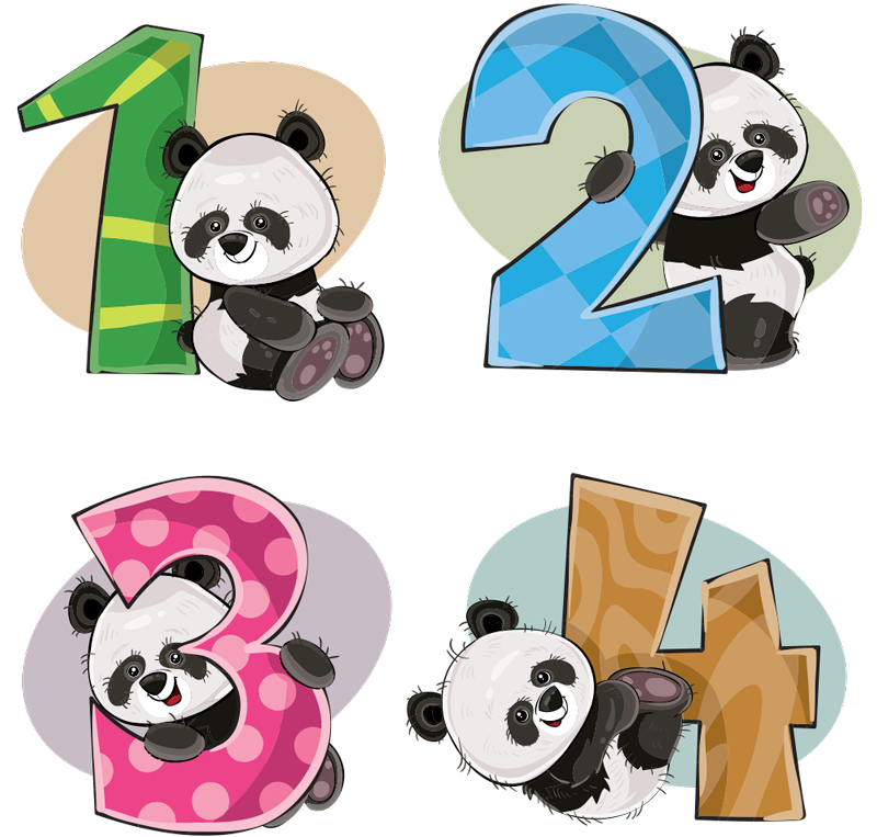 Tapete vinílico criança 4 pandas - TenStickers
