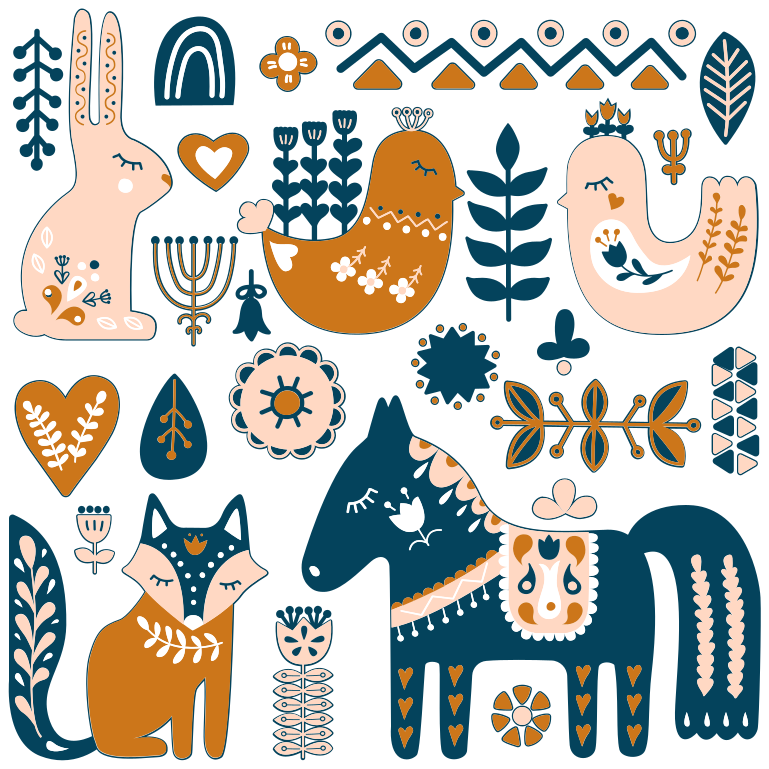 Tapete vinílico criança estilo nórdico animais da floresta - TenStickers