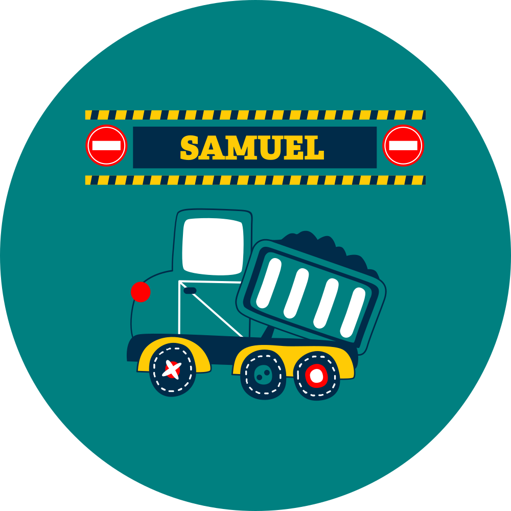Tapete vinílico criança caminhão de construção personalizado - TenStickers