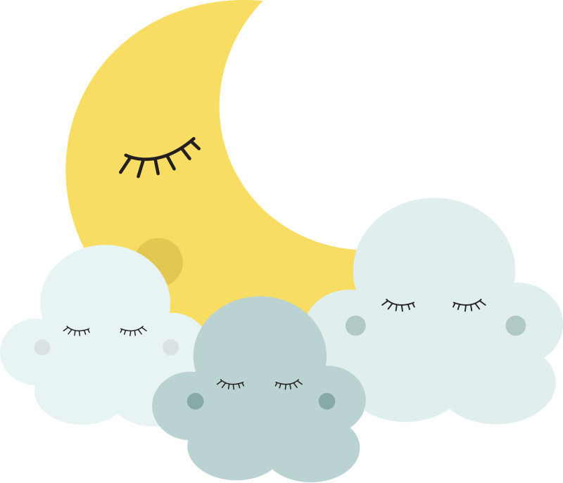 Tapete vinílico criança lua e nuvem felizes dormindo - TenStickers
