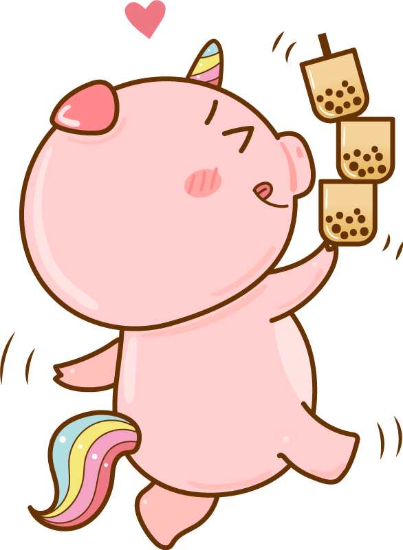 Tapete vinílico criança porquinho unicórnio cartoon - TenStickers
