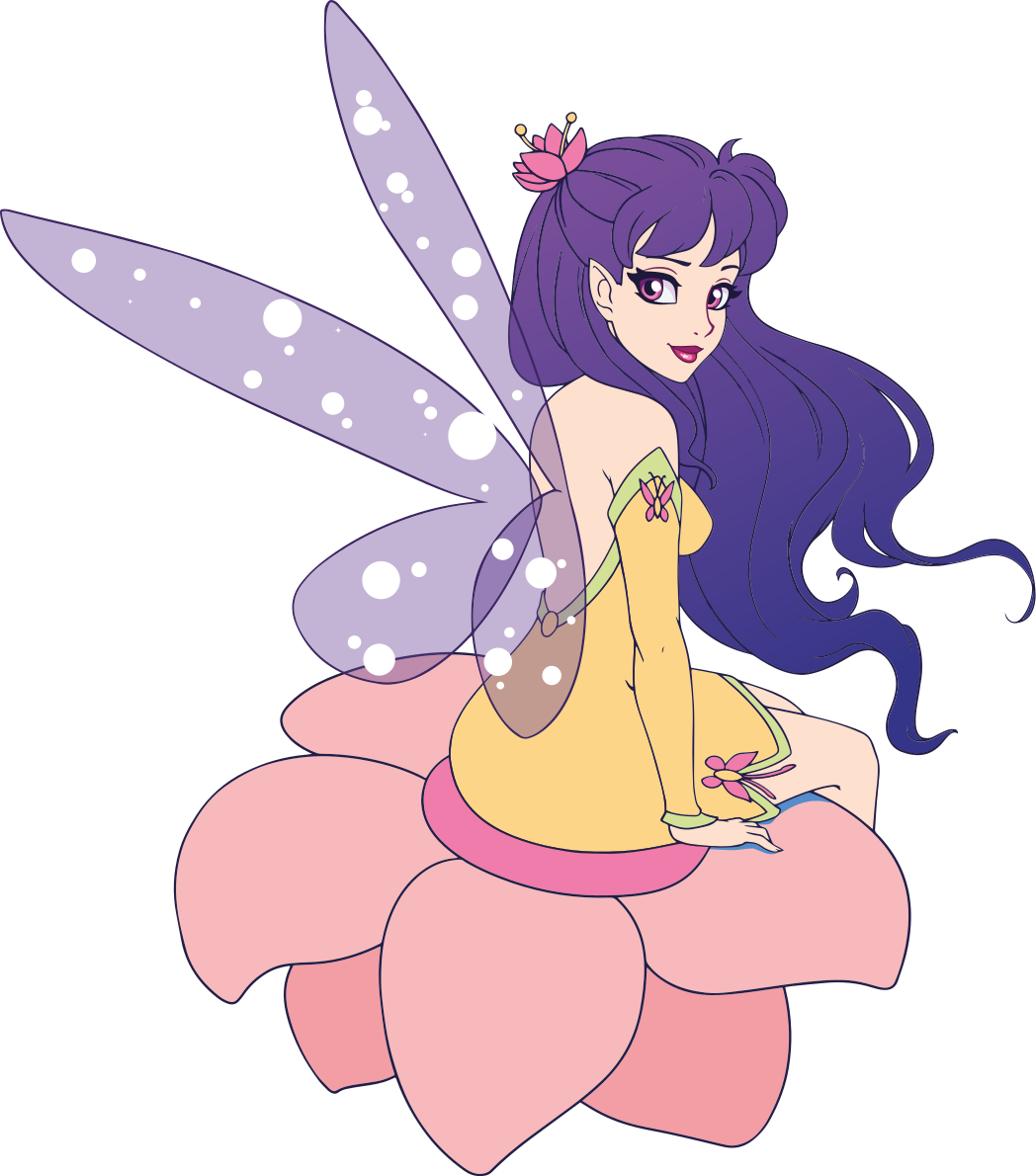 Tapete vinílico criança fada fofa sentada em flor - TenStickers