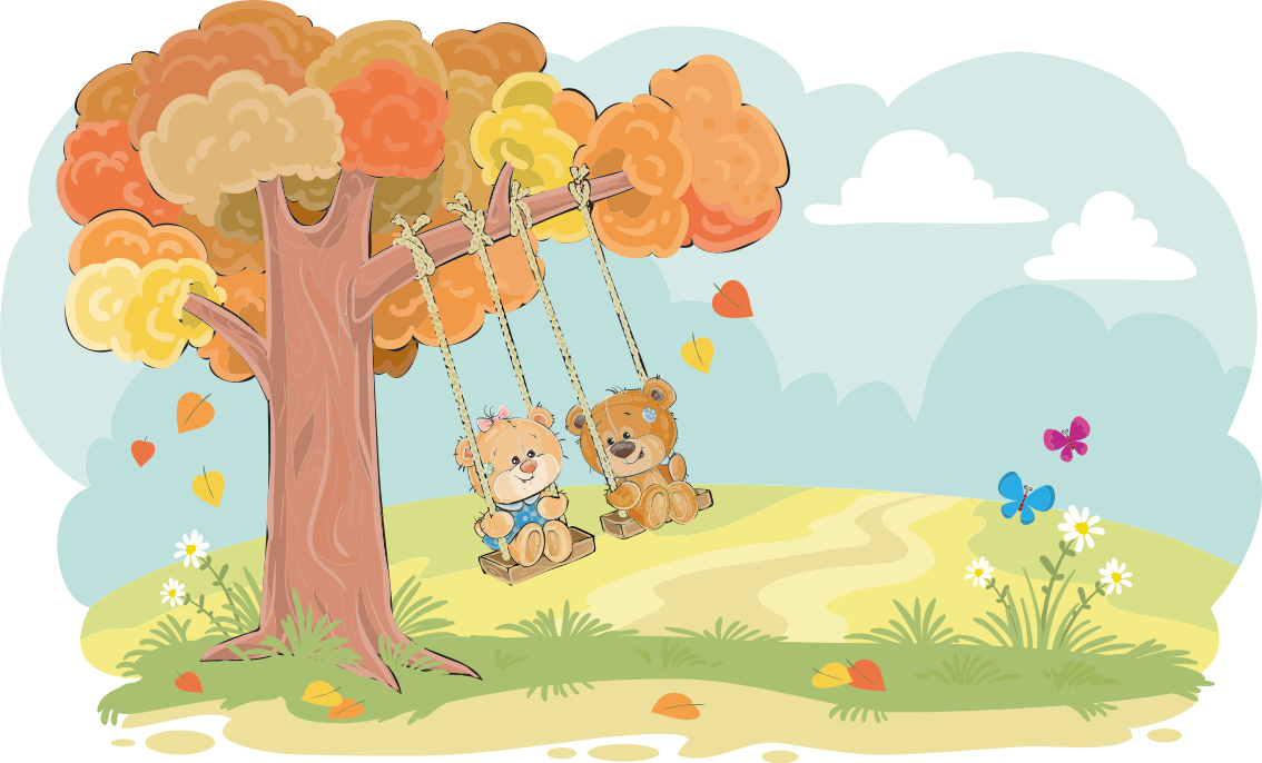 Tapete vinílico criança ursos em floresta - TenStickers