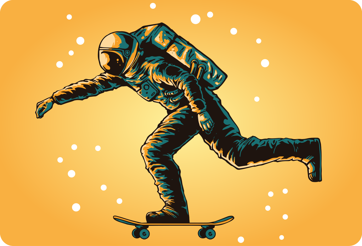 Tapete vinílico criança astronauta andando de skate - TenStickers