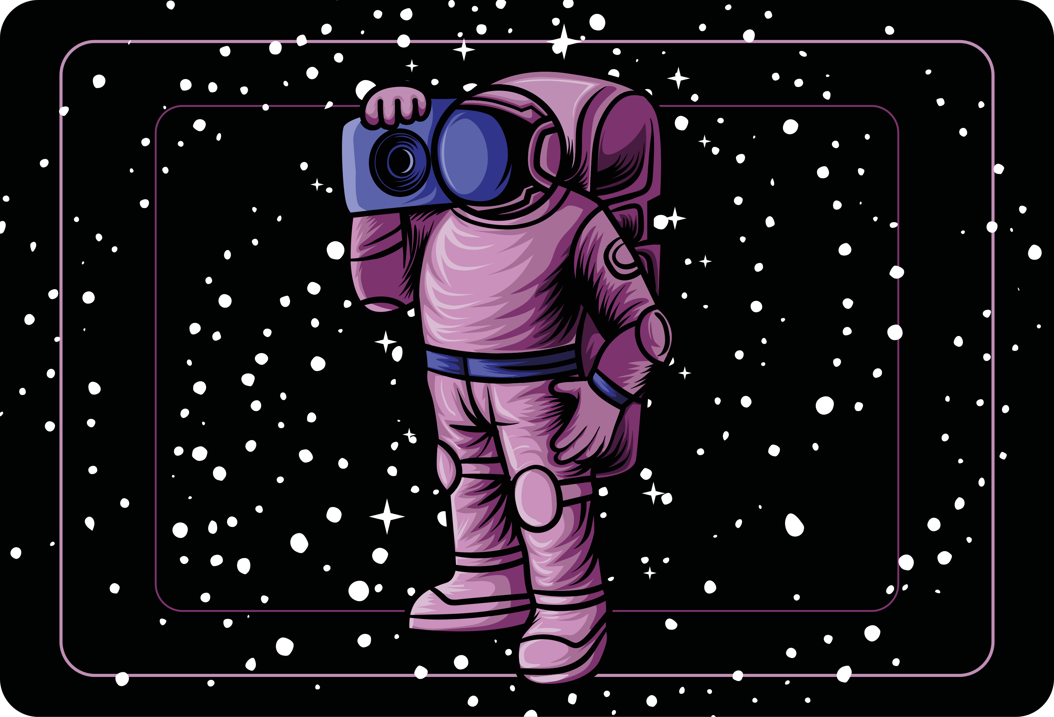 Tapete vinílico criança astronauta com fita de rádio - TenStickers