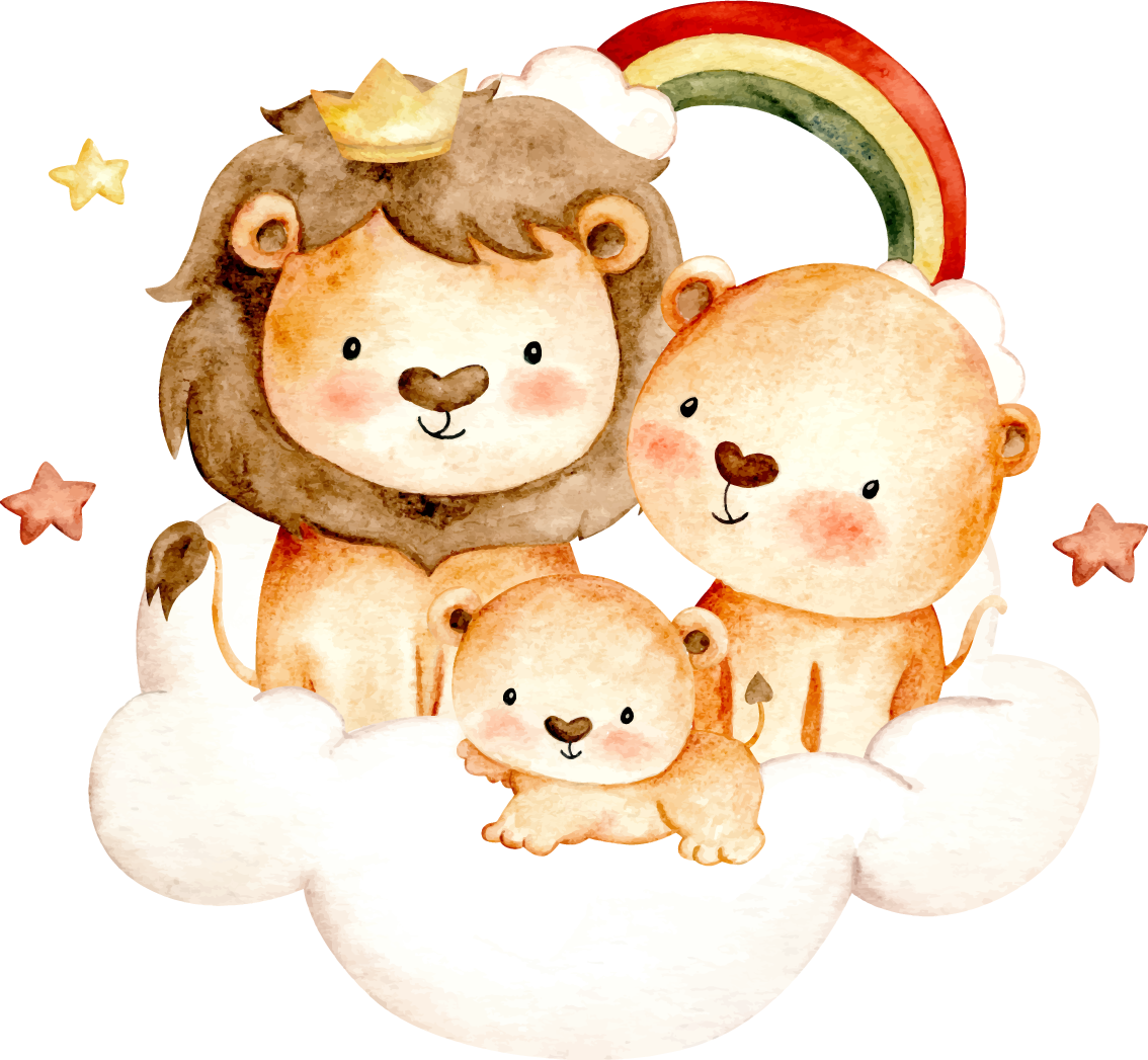 Tapete vinílico criança animais bebês com estrelas e nuvens - TenStickers