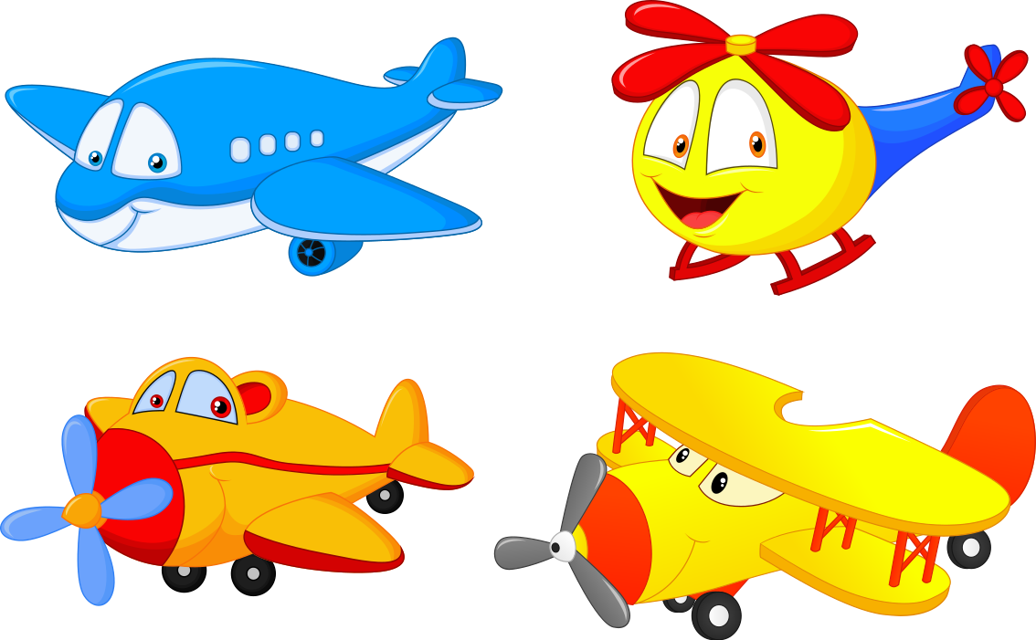 Tapete vinílico criança aviões e helicópteros com rostos - TenStickers