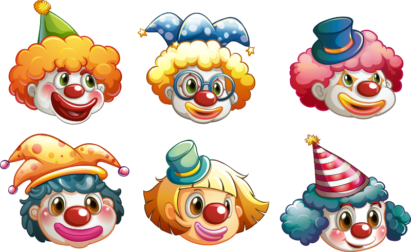 Tapete vinílico criança rostos de palhaço coloridos - TenStickers
